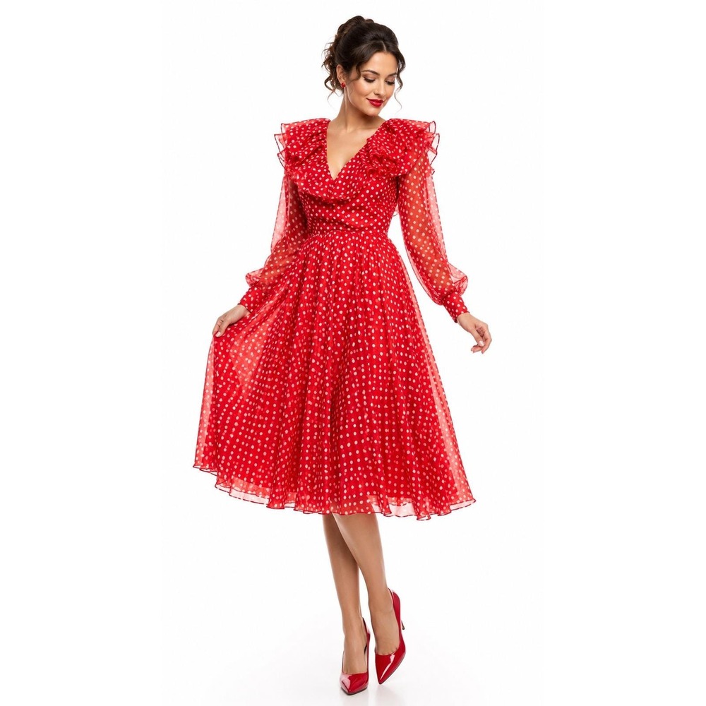 Jack Bryan Chiffon Dress 50s Feminine Valentine Romantic Swing Retro Love Pinup